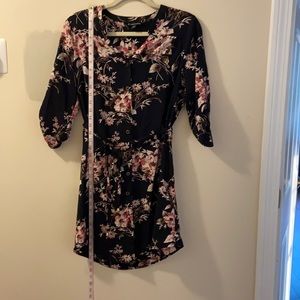 Cristen Navy/Pink Floral Shirt Dress sz SM Petite